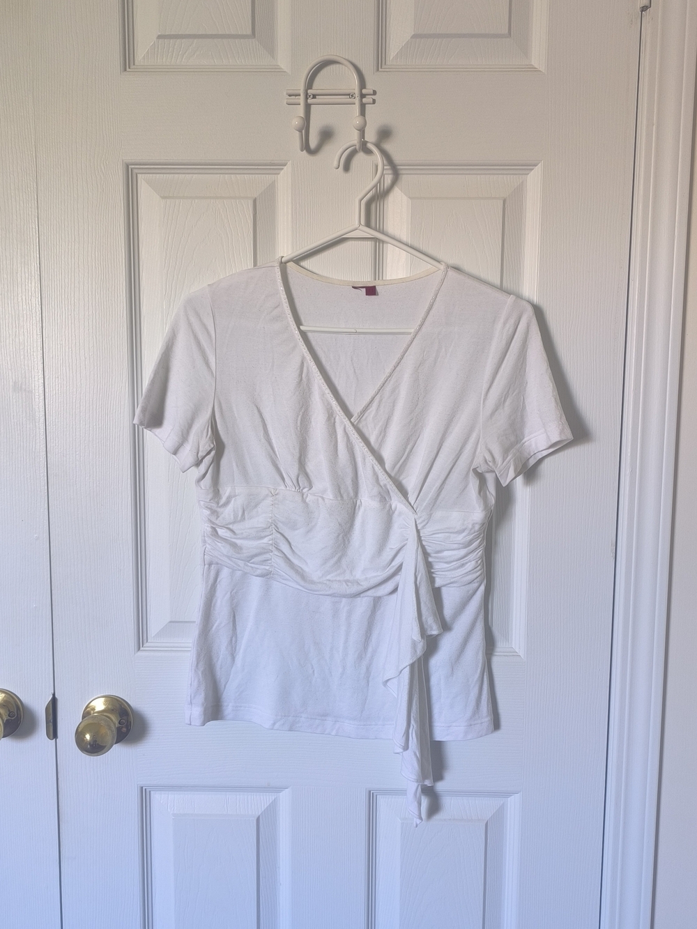 Elegant White Wrap Front Top